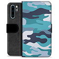 Huawei P30 Pro Premium Plånboksfodral - Blå Kamouflage