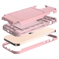 iPhone 12 Pro Max Hybridskal med Gömd Spegel och Korthållare - Rosa