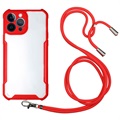 iPhone 13 Pro Max Hybrid Skal med Snodd - Röd
