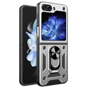 Samsung Galaxy Z Flip6/Z Flip7 FE Hybridskal med Ringhållare - Silver