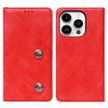 Idewei iPhone 14 Pro Retro Plånboksfodral - Röd
