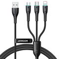 JOYROOM SA33-1T3 Starry Series 1,2 m 3-i-1 datakabel USB-A till IP+Typ-C+Micro 3,5 A laddningskabel