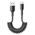 Joyroom 3A Easy-Travel Spiralkabel för snabbladdning USB-A till USB-C - 1.5m - Svart