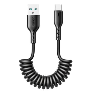 Joyroom 3A Easy-Travel Spiralkabel för snabbladdning USB-A till USB-C - 1.5m - Svart
