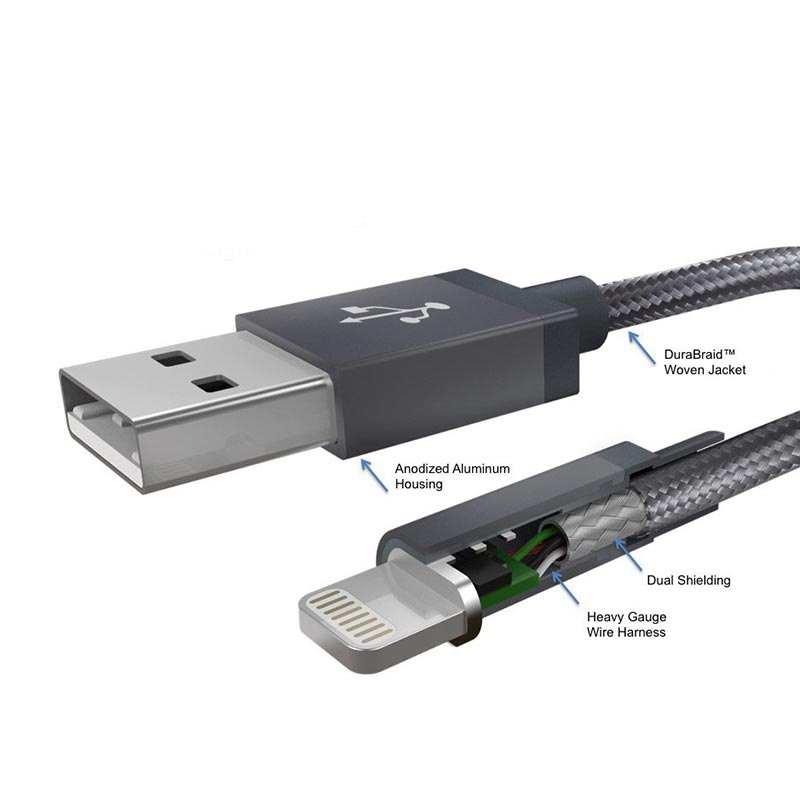 Kanex DuraBraid Premium USB-C / Lightning Kabel - 2m - RymdgrÃ¥   