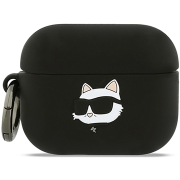AirPods Pro 3 Karl Lagerfeld Choupette Head 3D silikonfodral - Svart