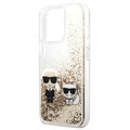 Karl Lagerfeld Liquid Glitter Karl & Choupette iPhone 13 Pro Skal - Guld
