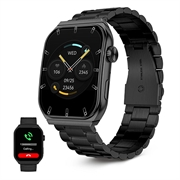 Ksix Olympo AMOLED Smartwatch - Armband i rostfritt stål och silikon - Svart