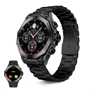 Ksix Titanium AMOLED Smartwatch - Armband i rostfritt stål och silikon - Svart