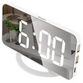 LED-väckarklocka med Digital Display och Spegel TS-8201 - Vit