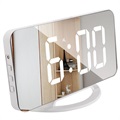 LED-väckarklocka med Digital Display och Spegel TS-8201 - Vit