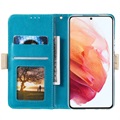 Lace Pattern Samsung Galaxy S22+ 5G Plånboksfodral - Blå