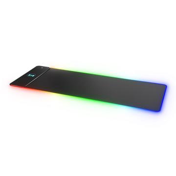 Stort halkfritt RGB-tangentbord/musplatta med 15W trådlös laddare - svart