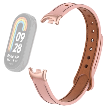 Xiaomi Smart Band 8 Läderrem med Kontakter - Rosa