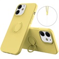 iPhone 13 Liquid Silikonskal med Ringhållare - Gul