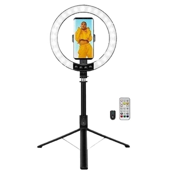 LogiLink AA0156 LED-ringljus med selfiestick/ripod och fjärrutlösare