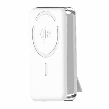 M02A 10000mAh Qi2 Magnetisk Trådlös Powerbank med Inbyggt Stativ - 35W - Vit