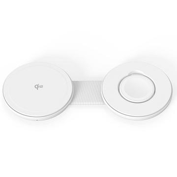 M40 2-i-1 magnetisk trådlös laddare för iPhone, Apple Watch, AirPods - 25W/5W - Vit