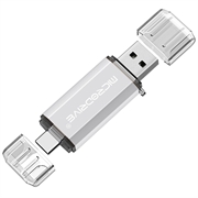 MICRODRIVE 64GB 2-i-1 USB 2.0 / USB-C Flash Drive - Vit