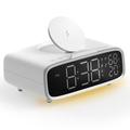 MOMAX Q.CLOCK5 multifunktionell uppladdningsbar Bluetooth-högtalare LED digital väckarklocka med stöd för trådlös laddning av telefonen - vit