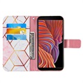 Marble Pattern Samsung Galaxy Xcover 5 Plånboksfodral - Rosa / Vit