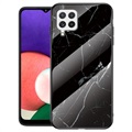 Marble Series Samsung Galaxy A22 4G Härdat Glas Skal - Svart