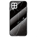 Marble Series Samsung Galaxy A22 4G Härdat Glas Skal - Svart
