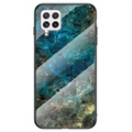 Marble Series Samsung Galaxy A22 4G Härdat Glas Skal - Grøn
