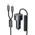 Mcdodo CC-037 120W dubbelsidig billaddare med USB-C- och Lightning-kablar - svart