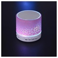 Mini Bluetooth Högtalare med Mikrofon & LED Ljus A9 - Sprucket Rosa