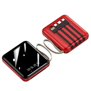Mini Powerbank 20000mAh - 2x USB, Lightning, USB-C, MicroUSB - Röd