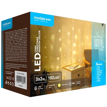 Modee C3002 Jul LED-gardin - 3x2m - Varmvit