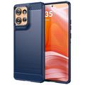 Motorola Edge 50 Borstat TPU Skal - Kolfiber - Blå