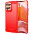 Motorola Edge 50 Borstat TPU Skal - Kolfiber - Röd