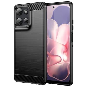 Motorola Moto G Power (2025) Borstat TPU Skal - Kolfiber - Svart