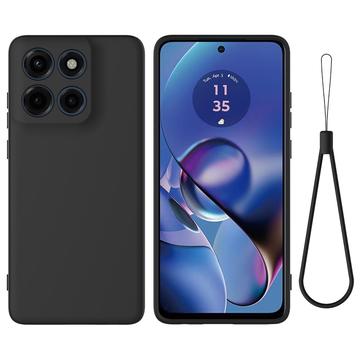 Motorola Moto G Stylus 5G (2025) Flytande silikon skal med handrem - Svart