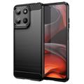 Motorola Moto G15 Borstat TPU Skal - Kolfiber - Svart