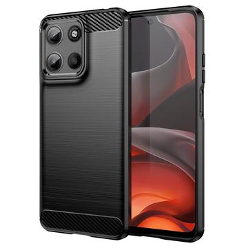 Motorola Moto G15 Borstat TPU Skal - Kolfiber - Svart