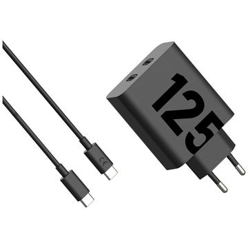 Motorola TurboPower 125W dubbel USB-C väggladdare med USB-C-kabel - Svart