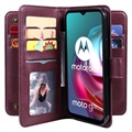 Multi-kort Slot Motorola Moto G10/Moto G30 Plånboksfodral - Vinröd