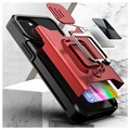 Multifunktionell 4-i-1 iPhone 13 Mini Hybrid Skal - Röd