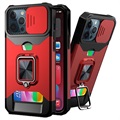 Multifunktionell 4-i-1 iPhone 13 Pro Max Hybrid Skal - Röd