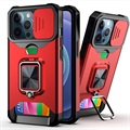 Multifunktionell 4-i-1 iPhone 13 Pro Hybrid Skal - Röd