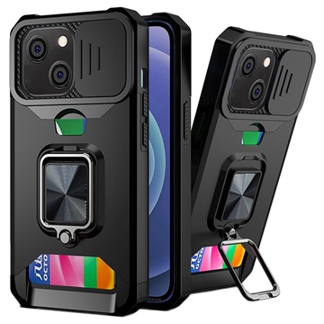 Multifunktionell 4-i-1 iPhone 13 Hybrid Skal - Svart