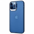 iPhone 12 Pro Max Hybrid Skal med Hidden Stativ - Blå / Genomskinlig