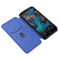 Nokia C1 Plus Flipfodral - Kolfiber - Blå