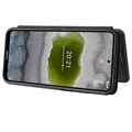 Nokia X10/X20 Flipfodral - Kolfiber - Svart