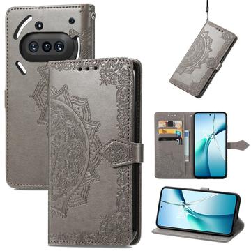 Nothing Phone (3a) Mandala Series Plånboksfodral - Grå