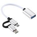 Goobay USB 3.0 till MicroUSB och USB-C T-Adapter - Vit