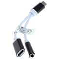 OTB 2-i-1 USB-C / 3.5mm Laddnings & Ljudadapter - Vit